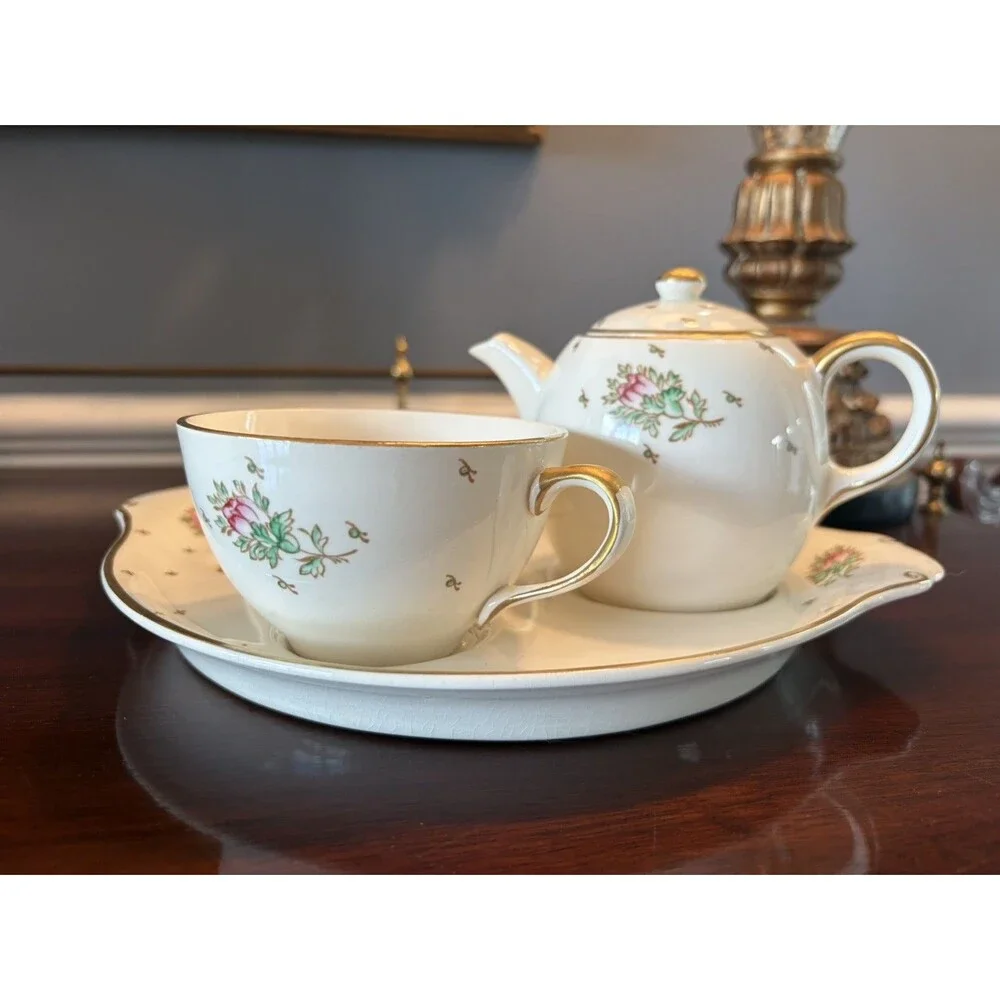 Vintage 1930's Gray's Pottery Breakfast Service Tea Set for One Floral Design